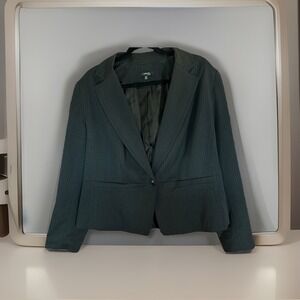 Rafaella Women's Pinstripe Blazer Size 16W Black Gray Lined Career Work Jacket